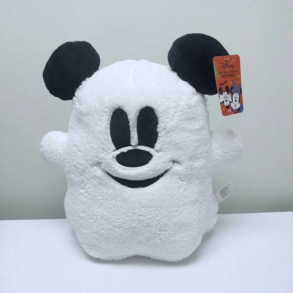 Disney 2025 Collectible Halloween Mickey Mouse Ghost Pillow Stuffed Plush NEW